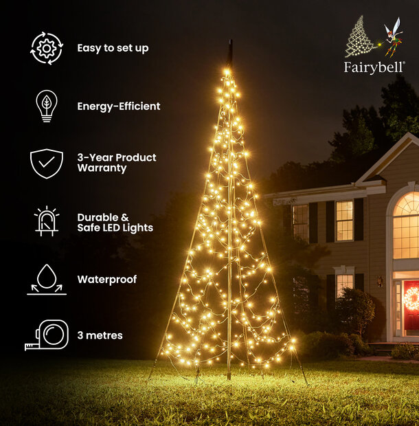 Fairybell All-Surface | 3 metres | 320 LED lights | Including mast | Warm white