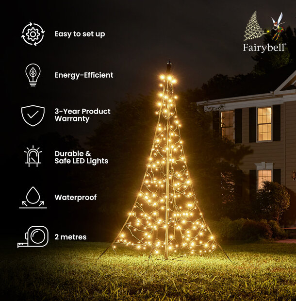 Fairybell All-Surface | 2 metres | 240 LED lights | Including mast | Warm white