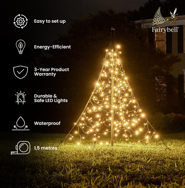 Fairybell All-Surface | 1.5 metres | 240 LED lights | Including mast | Warm white