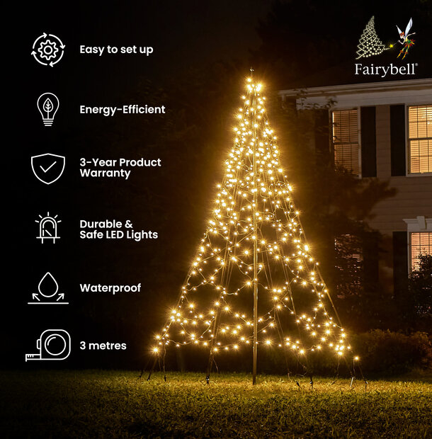 Fairybell | 3 metres | 480 LED lights | Including mast | Warm white