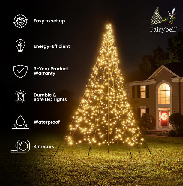 Fairybell | 4 metres | 640 LED lights | Including mast | Warm white