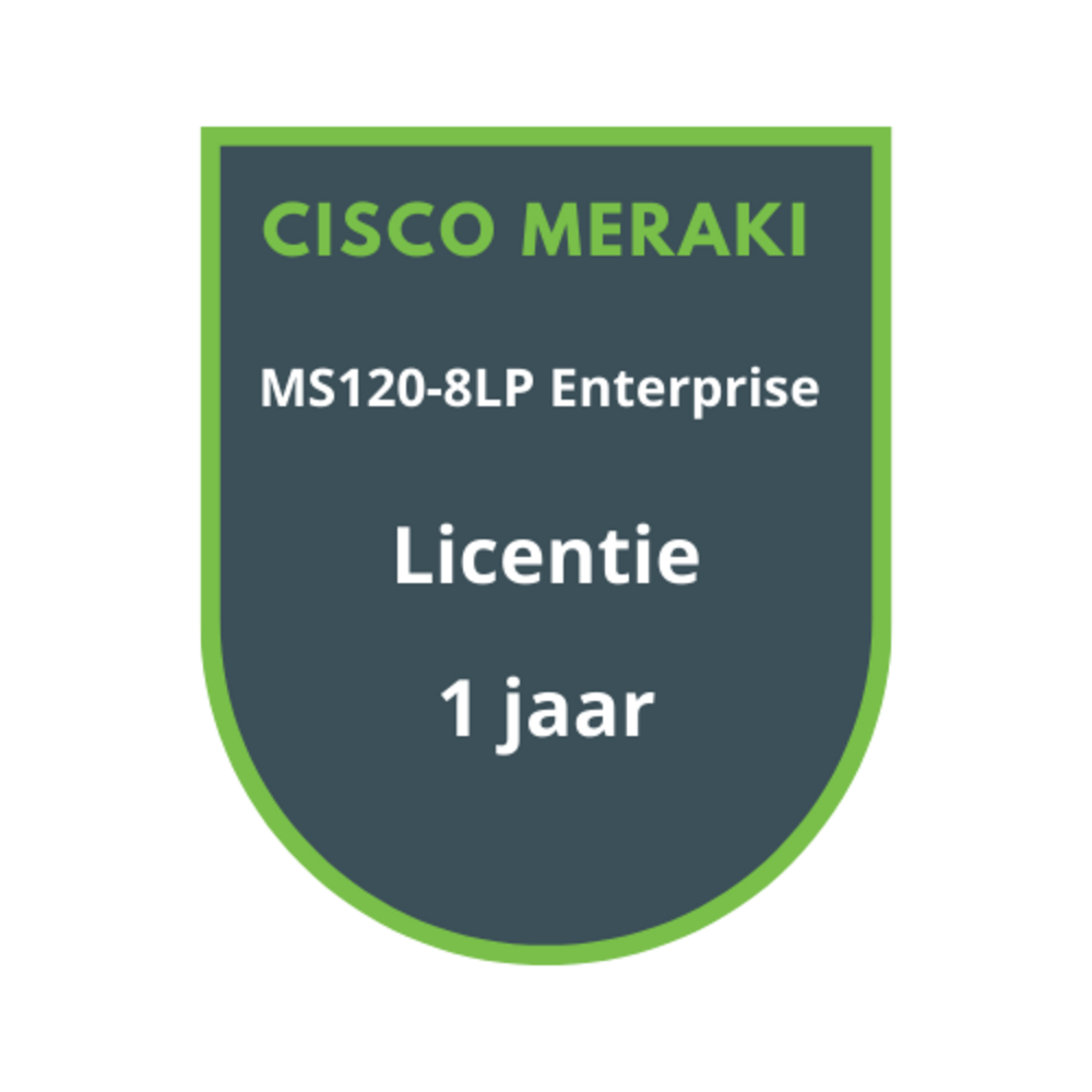 Cisco Meraki Cisco Meraki MS120-8LP Enterprise Licentie 1 jaar