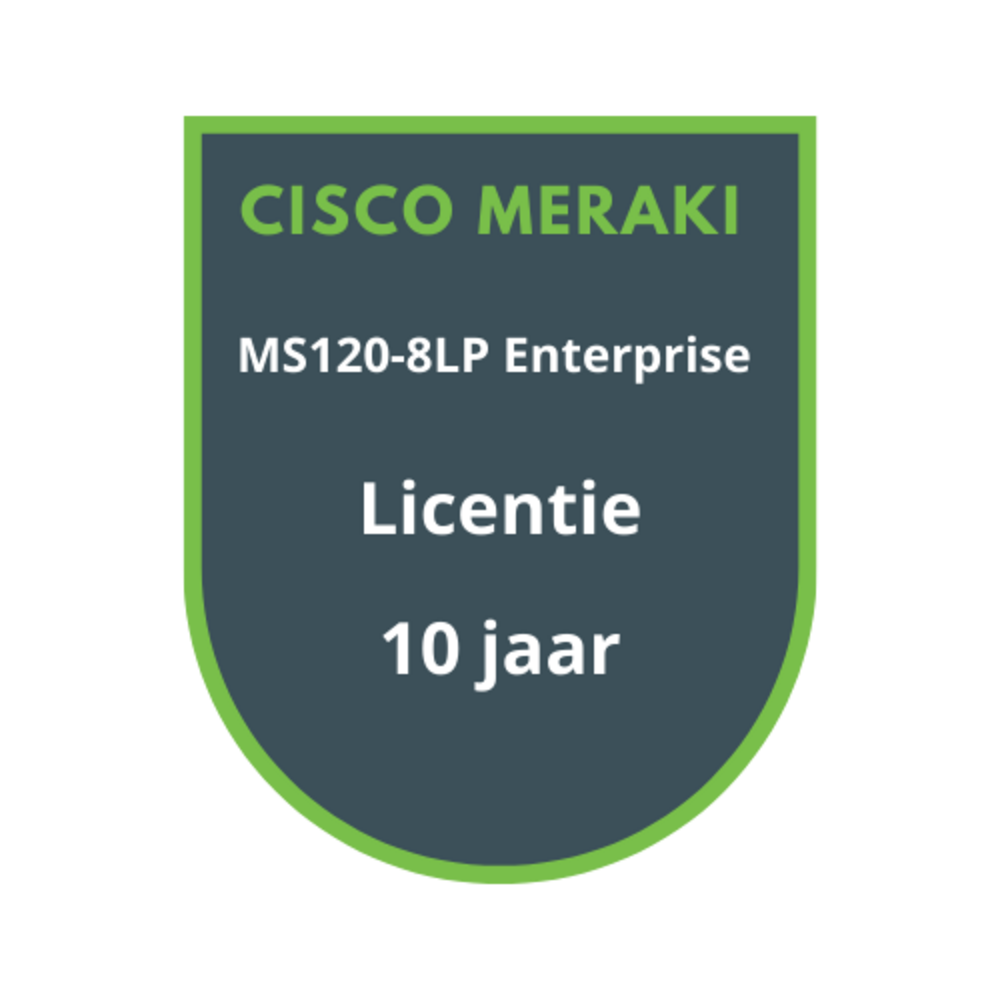 Cisco Meraki Cisco Meraki MS120-8LP Enterprise Licentie 10 jaar
