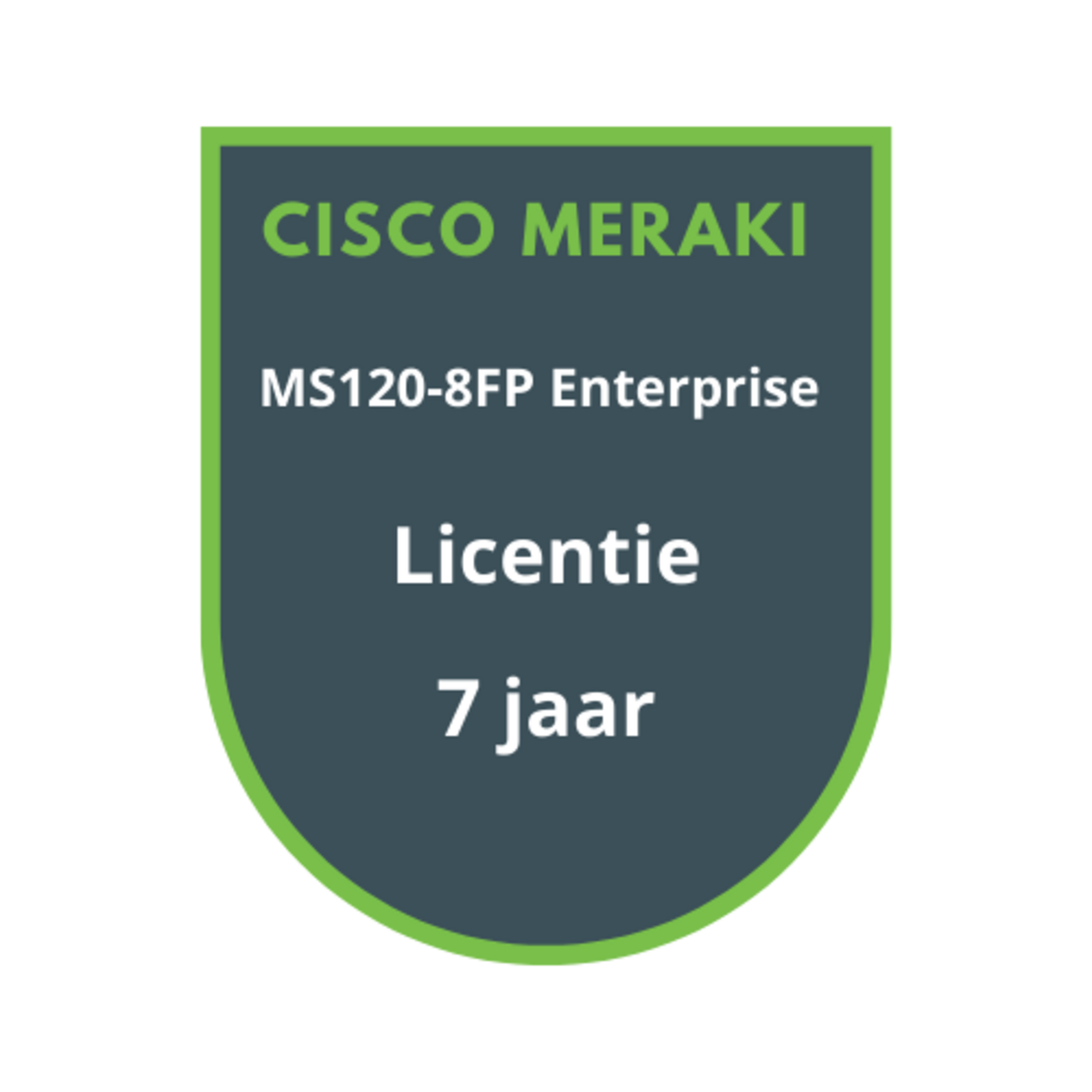 Cisco Meraki Cisco Meraki MS120-8FP Enterprise Licentie 7 jaar