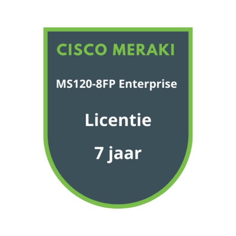 Cisco Meraki Cisco Meraki MS120-8FP Enterprise Licentie 7 jaar