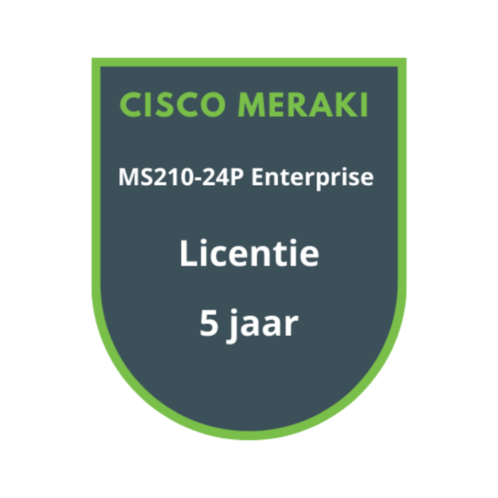 Cisco Meraki Cisco Meraki MS210-24P Enterprise Licentie 5 jaar