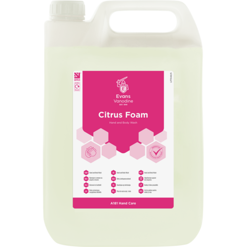 Evans Vanodine International Evans Citrus Foam - Foaming Hand Wash 5ltr Evans Vanodine International Evans Citrus Foam - Foaming Hand Wash 5ltr