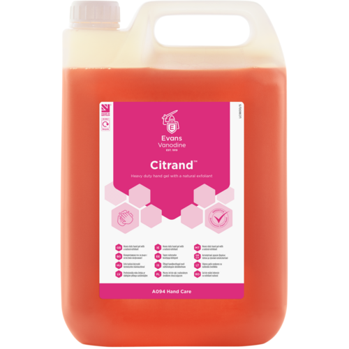 Evans Vanodine International Evans Citrand™ 5ltr - Citrus Beaded Hand Gel Evans Vanodine International Evans Citrand™ 5ltr - Citrus Beaded Hand Gel