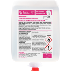 Evans Vanodine International Evans Handsan - Alcohol Hand Sanitiser Cartridge Pack 6x1ltr Evans Vanodine International Evans Handsan - Alcohol Hand Sanitiser Cartridge Pack 6x1ltr