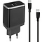 Mobiparts Mobiparts Wall Charger USB-A/USB-C 12W/2.4A + USB-C to USB-C Cable Black