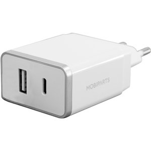 Mobiparts Wall Charger Dual USB-A en USB-C 12W/2.4A White