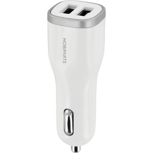 Mobiparts Car Charger Dual USB 12W/2.4A White