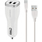 Mobiparts Mobiparts Car Charger Dual USB 12W/2.4A + USB-C Cable White