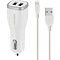 Mobiparts Mobiparts Car Charger Dual USB 12W/2.4A + Lightning Cable White