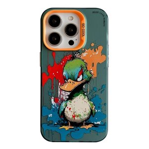 iPhone 15 Pro Dierenpatroon Olieverfschilderij Serie Telefoonhoesje (Angry Duck)