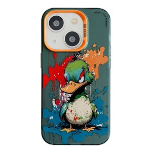 iPhone 14 Dierenpatroon Olieverfschilderij Serie Telefoonhoesje (Angry Duck)