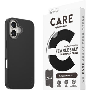 CARE by PanzerGlass Fashionable Case Black w. MagSafe iPhone 16