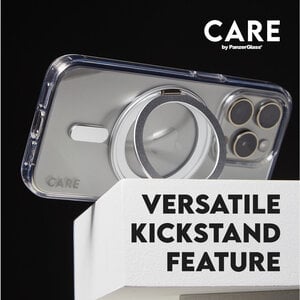 CARE by PanzerGlass Feature Case Transparent w. Silver Kickstand & MagSafe iPhone 16 Pro Max