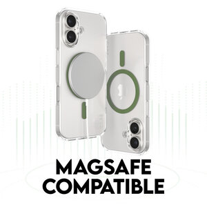 CARE by PanzerGlass Flagship Case Transparent Urban Combat w. Green MagSafe iPhone 16