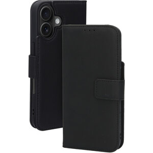 Mobiparts Leather Wallet Case Apple iPhone 16 Black (MagSafe Compatible)