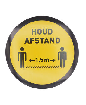 Covid Waarschuwings vloersticker - Raam etc.. houd afstand - rond - 200 mm Covid Waarschuwings vloersticker - Raam etc.. houd afstand - rond - 200 mm