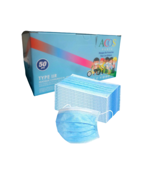 Masque buccaux  jetable enfant - bleu - 50pc