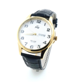 Mats-Watch uurwerken  Gold black leather-belt mannen Mats-Watch uurwerken  Gold black leather-belt mannen