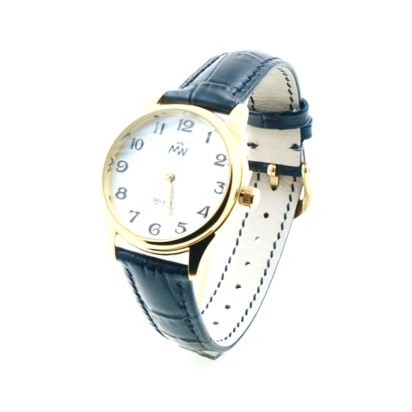 Mats-Watch uurwerken  Gold black leather-belt dames Mats-Watch uurwerken  Gold black leather-belt dames
