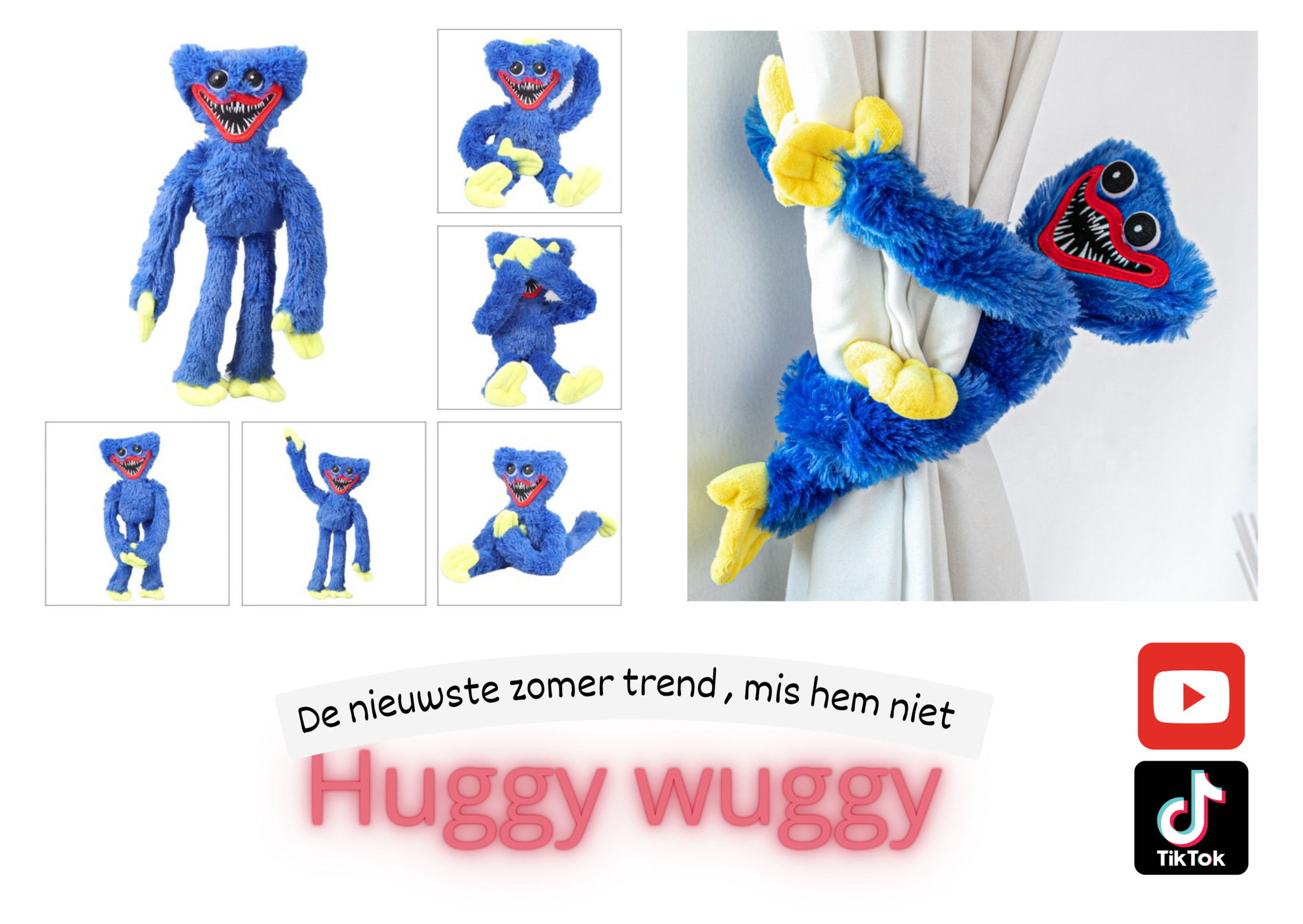 Huggy Wuggy Knuffel - Pug-A-Pillar knuffel - 40c