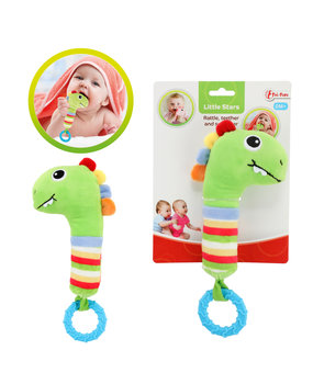 Baby rattle + teether + squeaker 'Dino'