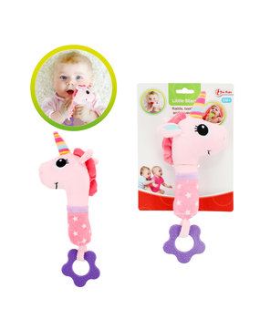 Baby rattle + teether + squeaker 'Unicorn'
