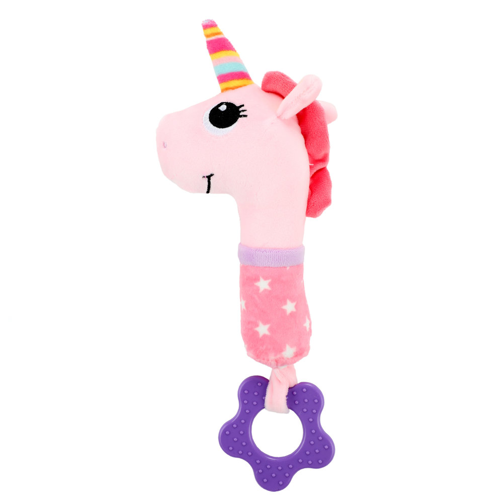 Baby rattle + teether + squeaker 'Unicorn'
