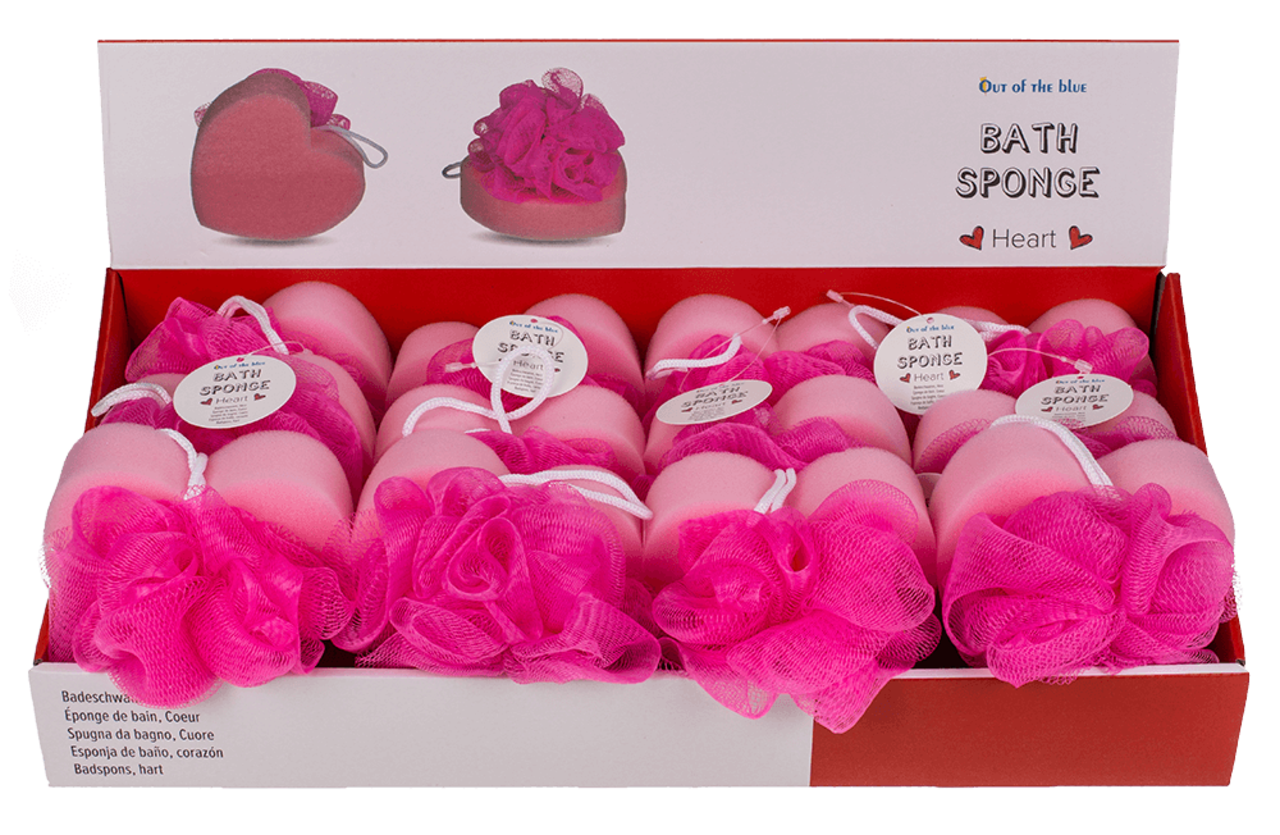Display van 12 stuks hart badspons 12 cm Display van 12 stuks hart badspons 12 cm
