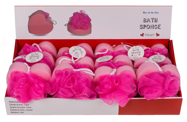 Display van 12 stuks hart badspons 12 cm Display van 12 stuks hart badspons 12 cm