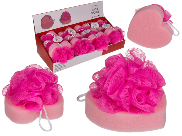 Display of 12 pieces heart bath sponge 12 cm Display of 12 pieces heart bath sponge 12 cm