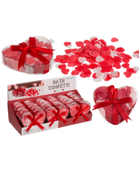 Display van 15 stuks -Bad confetti hartjes 20g in pvc box Display van 15 stuks -Bad confetti hartjes 20g in pvc box