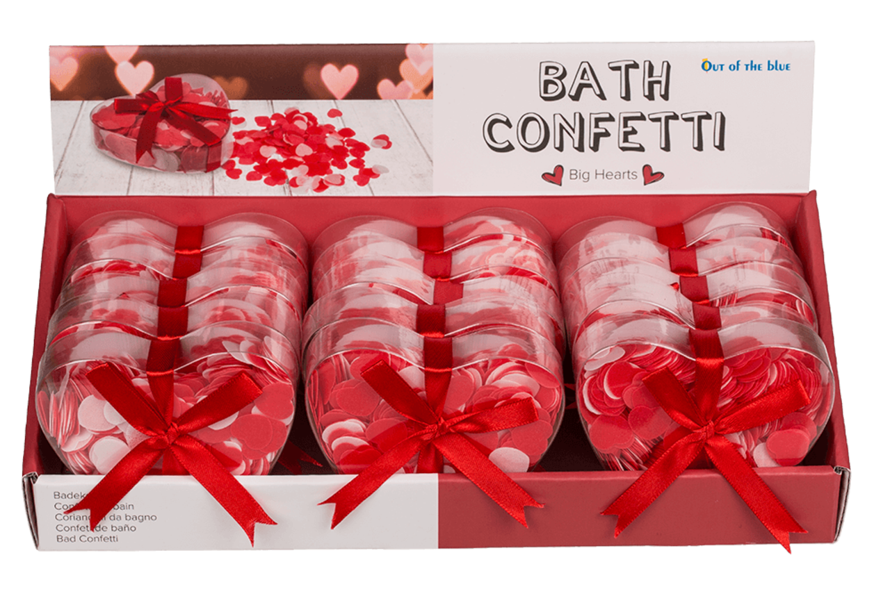 Display of 15 pieces Bath confetti hearts 20g in PVC box Display of 15 pieces Bath confetti hearts 20g in PVC box