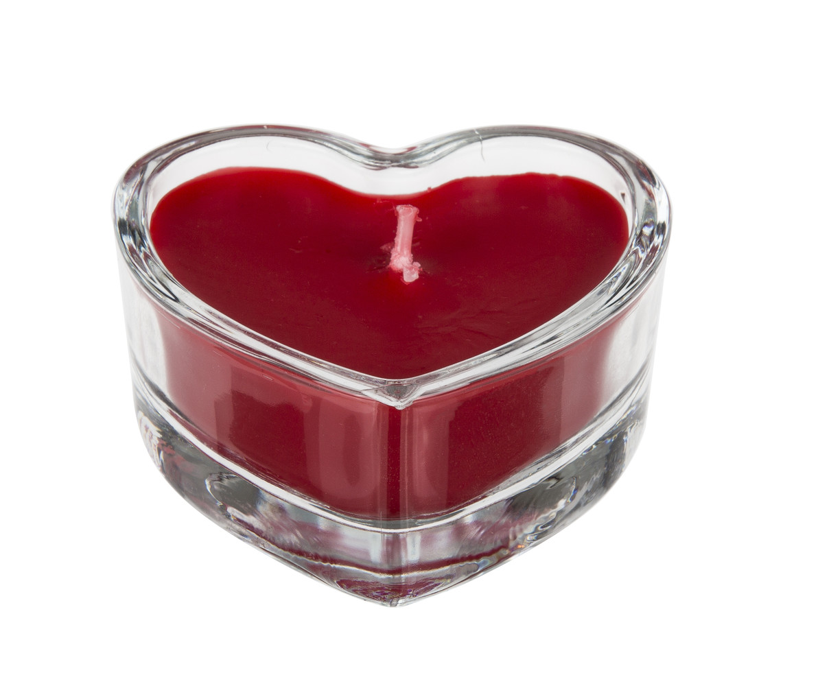 Scented candle rose in glass, heart-shaped in gift box 8x8cm Scented candle rose in glass, heart-shaped in gift box 8x8cm