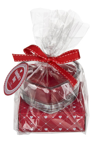 Scented candle rose in glass, heart-shaped in gift box 8x8cm Scented candle rose in glass, heart-shaped in gift box 8x8cm