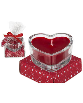 Geurkaars rose in glas, hartvormig in giftbox Geurkaars rose in glas, hartvormig in giftbox