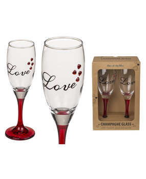 Set van 2 Champagne hartjes glazen 5x20cm Set van 2 Champagne hartjes glazen 5x20cm