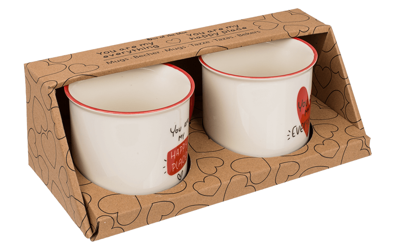 Set of 2 Mugs "You are my everything" & "You are my happy place" 9x8.5cm Set of 2 Mugs "You are my everything" & "You are my happy place" 9x8.5cm
