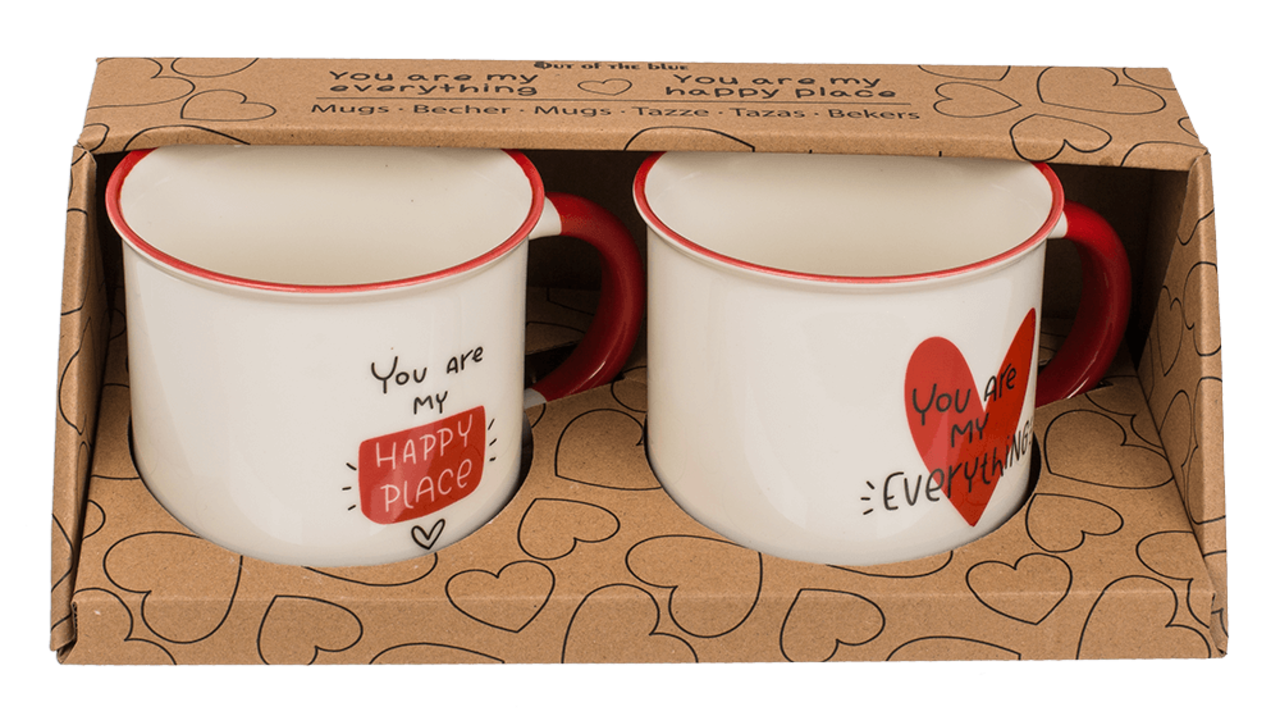 Set of 2 Mugs "You are my everything" & "You are my happy place" 9x8.5cm Set of 2 Mugs "You are my everything" & "You are my happy place" 9x8.5cm