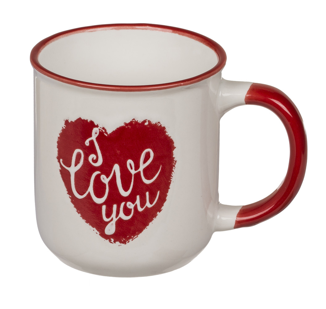 Mug red heart & I love you 7.5x8cm per 2 assortment Mug red heart & I love you 7.5x8cm per 2 assortment