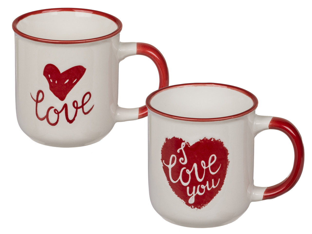 Mok rood hart & I love you 7,5x8cm per 2 assortie
