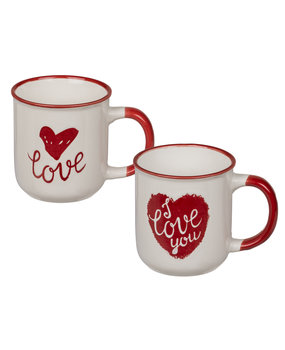 Mug red heart & I love you 7.5x8cm per 2 assortment Mug red heart & I love you 7.5x8cm per 2 assortment