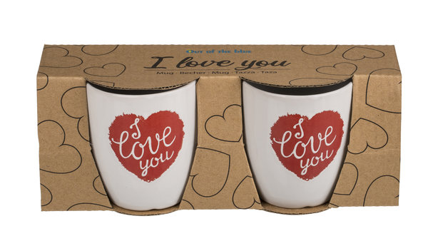 Set van 2 mokken I love you 7,5x6,7cm
