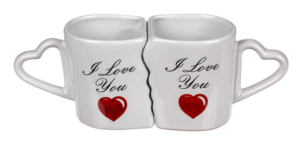 Set van 2 in geschenkbox Dubbele mok I love you 8,5x9cm Set van 2 in geschenkbox Dubbele mok I love you 8,5x9cm