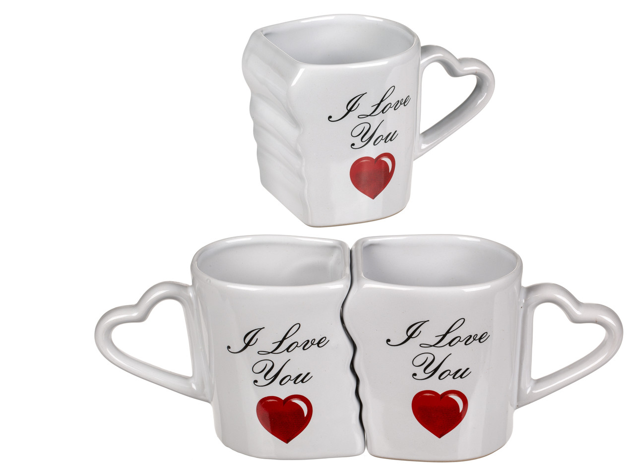 Set van 2 in geschenkbox Dubbele mok I love you 8,5x9cm Set van 2 in geschenkbox Dubbele mok I love you 8,5x9cm