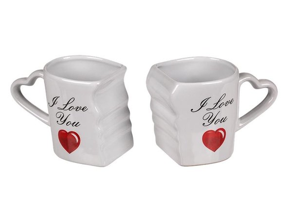 Set van 2 in geschenkbox Dubbele mok I love you 8,5x9cm Set van 2 in geschenkbox Dubbele mok I love you 8,5x9cm